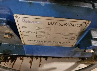 Kingreat Disc Separator - For Winterization following Ethanol Extraction