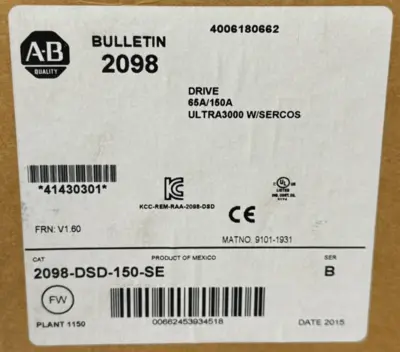 NEW ALLEN BRADLEY 2098-DSD-150-SE ULTRA 3000 SERVO DRIVE SER. B W/ SERCOS