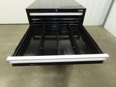 Uline Modular Steel 7 Drawer Tool Cabinet 29x29x44" Black Dividers