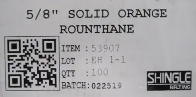 NEW SHINGLE 53907 5/8" SOLID ORANGE ROUNTHANE 100'
