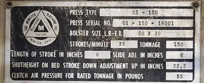 USED 1968 MINSTER G1-150