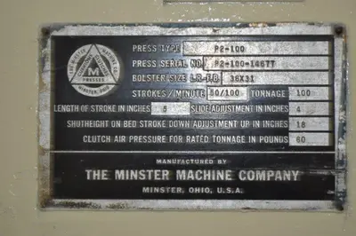 USED MINSTER P2-100