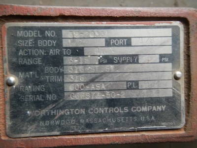 Worthington 1/2" 600 Class 316 Stainless Steel Control Valve
