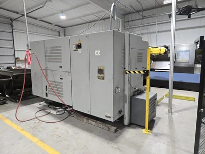 Hyundai SKT-300 CNC Lathe w/ Tailstock and Indexer, 10 Slot Turret, LNS Conveyor, 3-Jaw Chuck, Fanuc