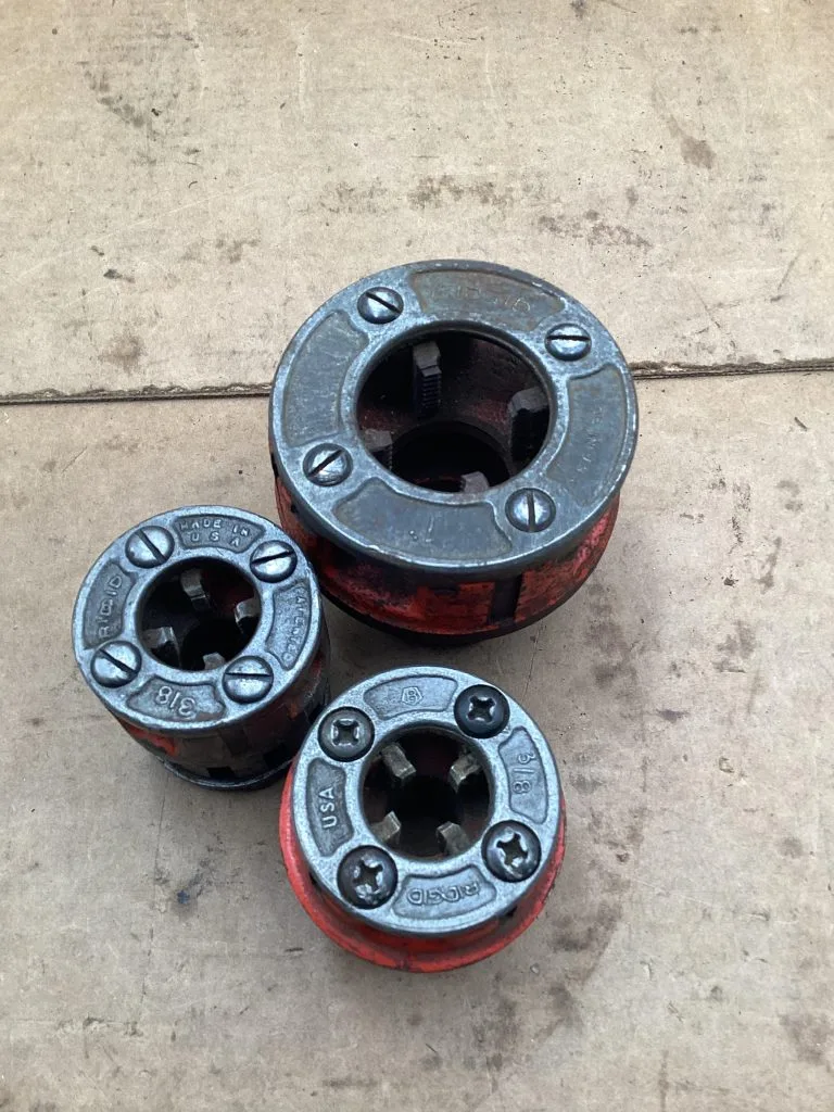 Rigid Set Of 3 Manual Pipe Threader Die Head 3/8″ and 1″