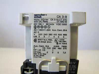 Sprecher + Schuh CA 3-9-10 25A Contactor 120V Coil 25 Amp
