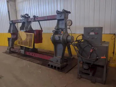 250-TON WATSON–STILLMAN INCLINED HYDRAULIC WHEEL PRESS / BEARING PRESS. STOCK # 0342825