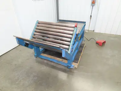 Hutco 36"x 60" Gravity Roller Conveyor Tipper Load Unloader 45° Tilt 2.5"Rollers