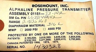 NEW ROSEMOUNT 6628144 A142 PRESSURE TRANSMITTER 6628144A142