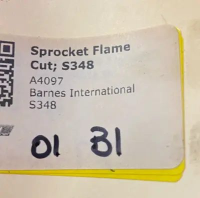 USED BARNES FLAME-CUT SKIP-TOOTH SPROCKET, 5-TOOTH, 2-7/16" BORE