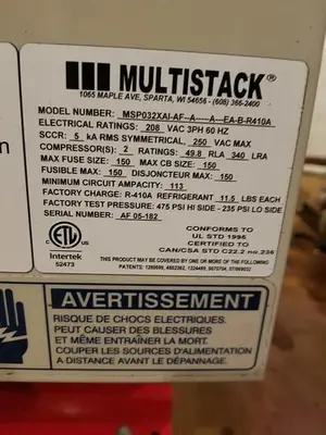 USED MULTISTACK 30 TON CHILLER M#: MS032X