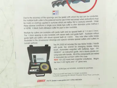 Gardco PA-2000 Cross Cut Paint Adhesion Test Kit with 11-Tooth Cutter PA-2053