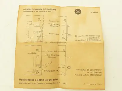 Westinghouse 2528D04G03 Bus Plug Neutral Stab Kit 110A 300VAC  Lot of 6