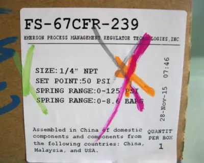 NEW Fisher Controls FS-67CFR-239
