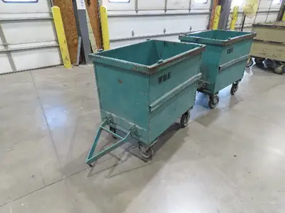 Portable Steel Hopper 1/2 Yard Tote Non-Tilt Towable Cart 36x24x27" Green