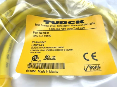 RKG 4.5T-4/S600 U0905-45 | Turck  Single Ended Eurofast Molded Cordset - New