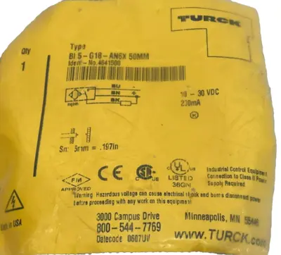 NEW TURCK BI5-G18-AN6X PROXIMITY SENSOR 4641500 BI5G18AN6X
