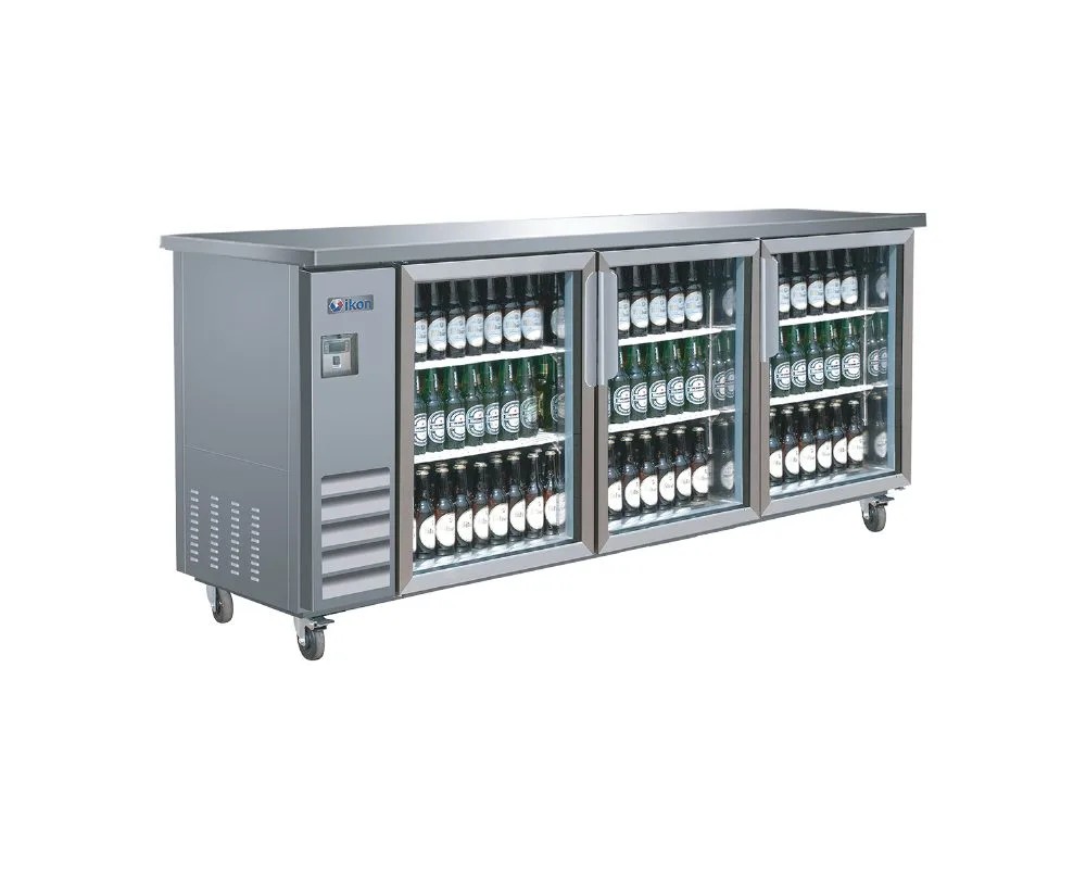 45-0183 IKON IBB73-3G Self Contained Stainless Steel Glass Swing 3 Door Back Bar