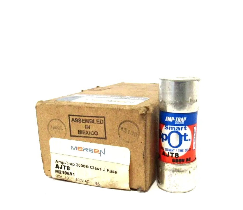 BOX OF 10 NEW MERSEN AMP-TRAP AJT8 FUSES