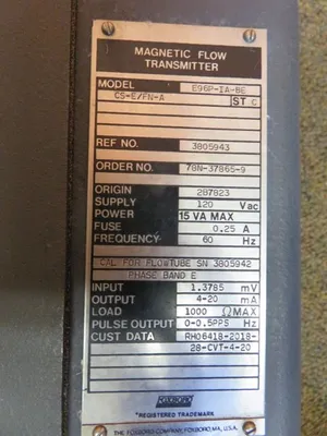 Foxboro E96P-IA-PE-CS-E/FN-A Magnetic Flow Transmitter
