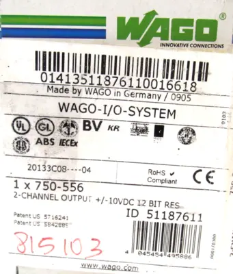 NEW WAGO 750-556 OUTPUT MODULE 750556