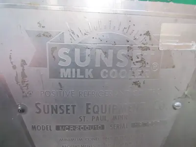 Sunset #MCR200U10, Refrigerated milk cooler w/milk master agitator drive