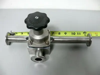 USED ITT PURE-FLO 1-316L-RA20MAX-CWP200 3-WAY 1" DIAPHRAGM VALVE