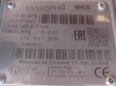 NEW SANDPIPER HDF2.DA6A DOUBLE DIAPHRAGM PUMP HDF2DA6A