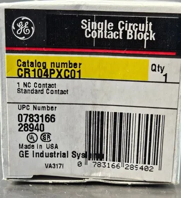 GE GR104PXC01 Single Circuit Contact Block. Loc4E-25