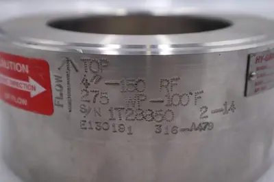 Hy-Grade Valve Inc Stainless Steel T01-040-10FFX SN/T28850 Class 150 SIZE 4#2568