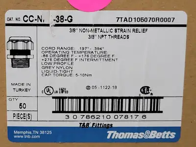 NEW THOMAS & BETTS CC-NPT-38-G