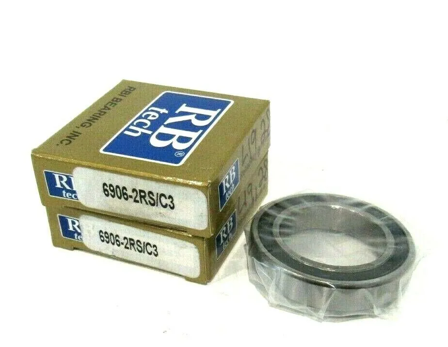 LOT OF 2 NEW RB TECH 6906-2RS/C3 BALL BEARINGS 69062RSC3