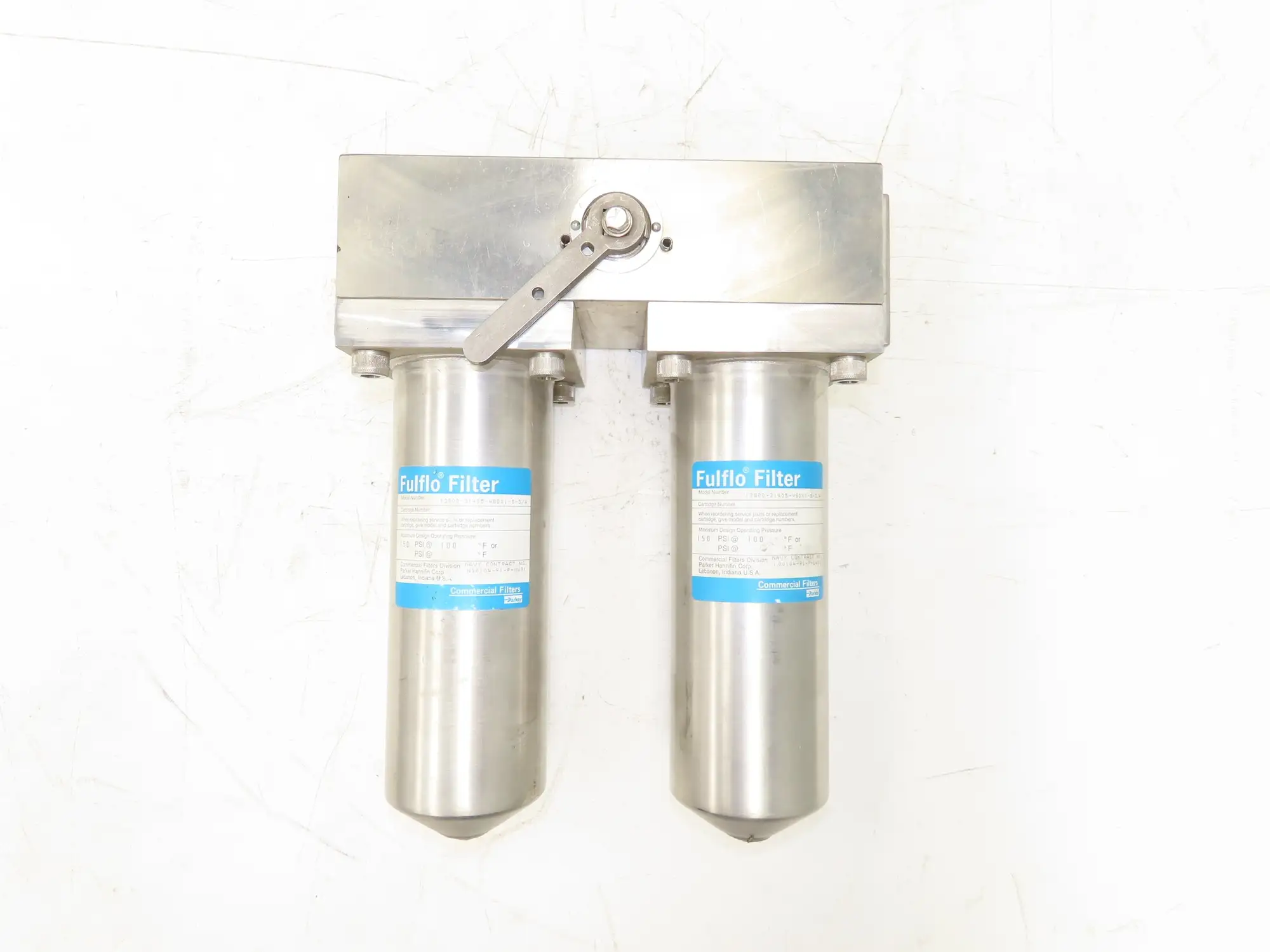Parker 13800-31405-4BDX1-8-3/4 Fulflo Stainless Dual Filter Housing Assembly