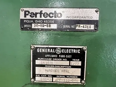 12,000 LBS X 30" PERFECTO MODEL #30-HD-SB PULL OFF UNCOILER COIL REEL: STOCK #21648