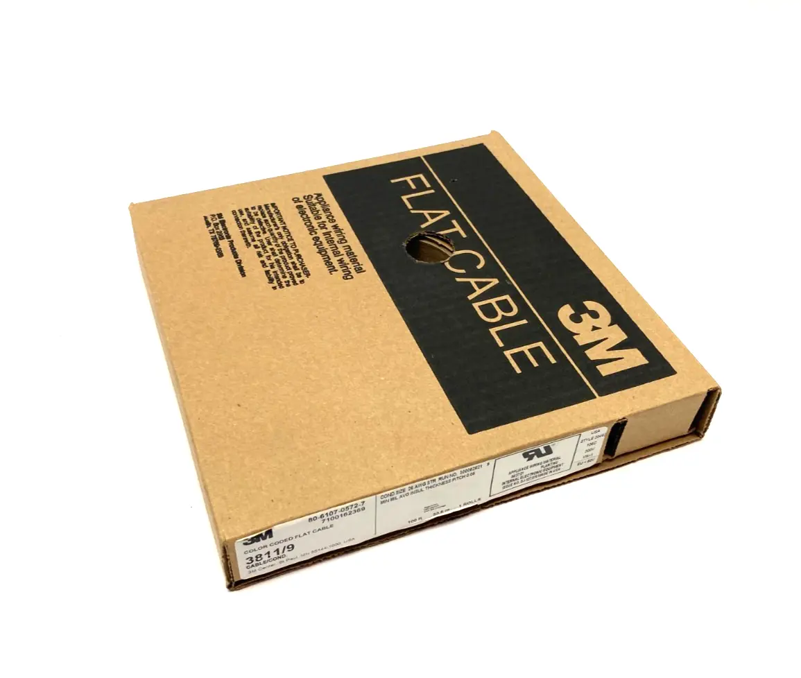 NEW 3M COLOR CODED FLAT CABLE, 3811 SERIES, 3811/9-CONDUCTOR BOX OF 100'