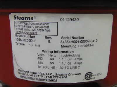 Stearns 105603200DLF Brake Module 10 lb-ft Torque Rev. B Used
