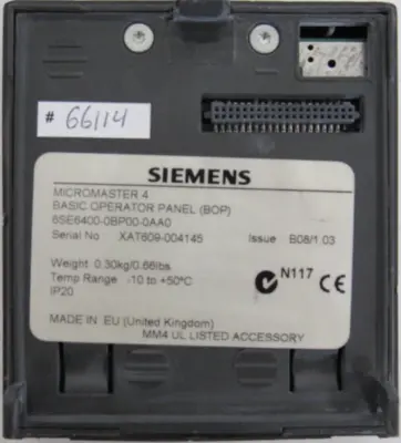 USED SIEMENS 6SE6420-2AD27-5CA1 MICROMASTER 420 6SE6400-0BP00-0AA0