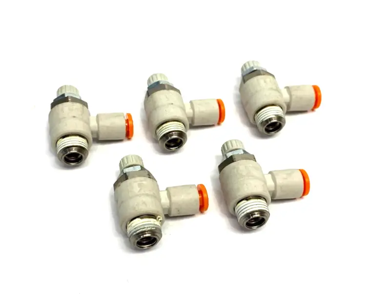 New | in-Stock SMC PNEUMATIC FLOW CONTROL ELBOW FITTING 5/32" OD TUBE Hoses | Maverick Industrial Sales #1110366
