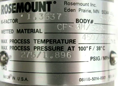 NEW ROSEMOUNT 8800CF060SA1N1D1M5 VORTEX 8800 FLOW METER