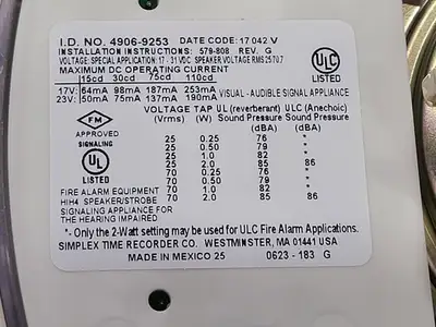 NEW SIMPLEX TIME RECORDER CO. 4906-9253