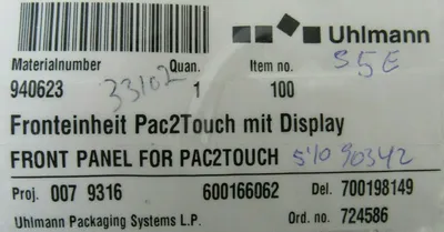 NEW UHLMANN PAC22TOUCH DISPLAY PANEL 33102 PAC2TOUCH 940623