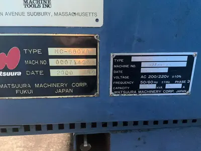 Used 2000 MATSUURA MC660VG Vertical Machining Centers Ohio US | HGR 24 #1278934
