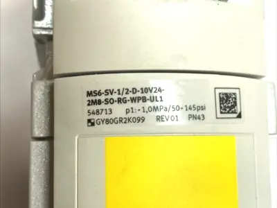 USED FESTO MS6-SV-1/2-C-10V24-S-WP VALVE W/ 701609 0–16 BAR GAUGE
