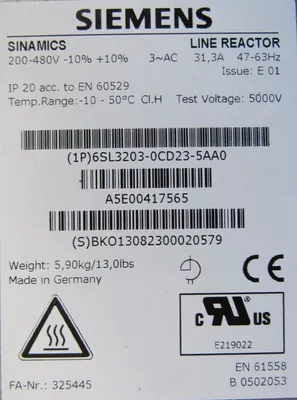 USED SIEMENS 6SL3224-0BE31-1UA0 POWER MODULE 240 6SL3203-0CD23-5AA0