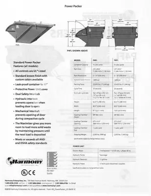 USED 2022 HARMONY P6FL FRONT LOAD COMPACTOR