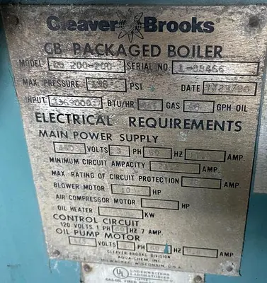 USED 1990 CLEAVER BROOKS CB200-200