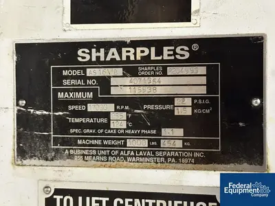 USED Sharples Sharples Vaporite Super Centrifuge, Model AS16VB