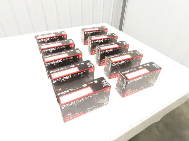 Ammex Gloveworks Small Black Nitrile Gloves Textured Non-Med 100ct Case of 1000