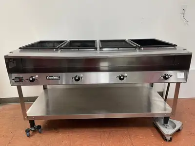 Used Vollrath Used 61" Vollrath 38104 ServeWell Electric Four Pan Sealed Well Hot Food Table 120V - TH2 Steam Tables (Food) Illinois US | Falcon Restaurant Supply #1374828