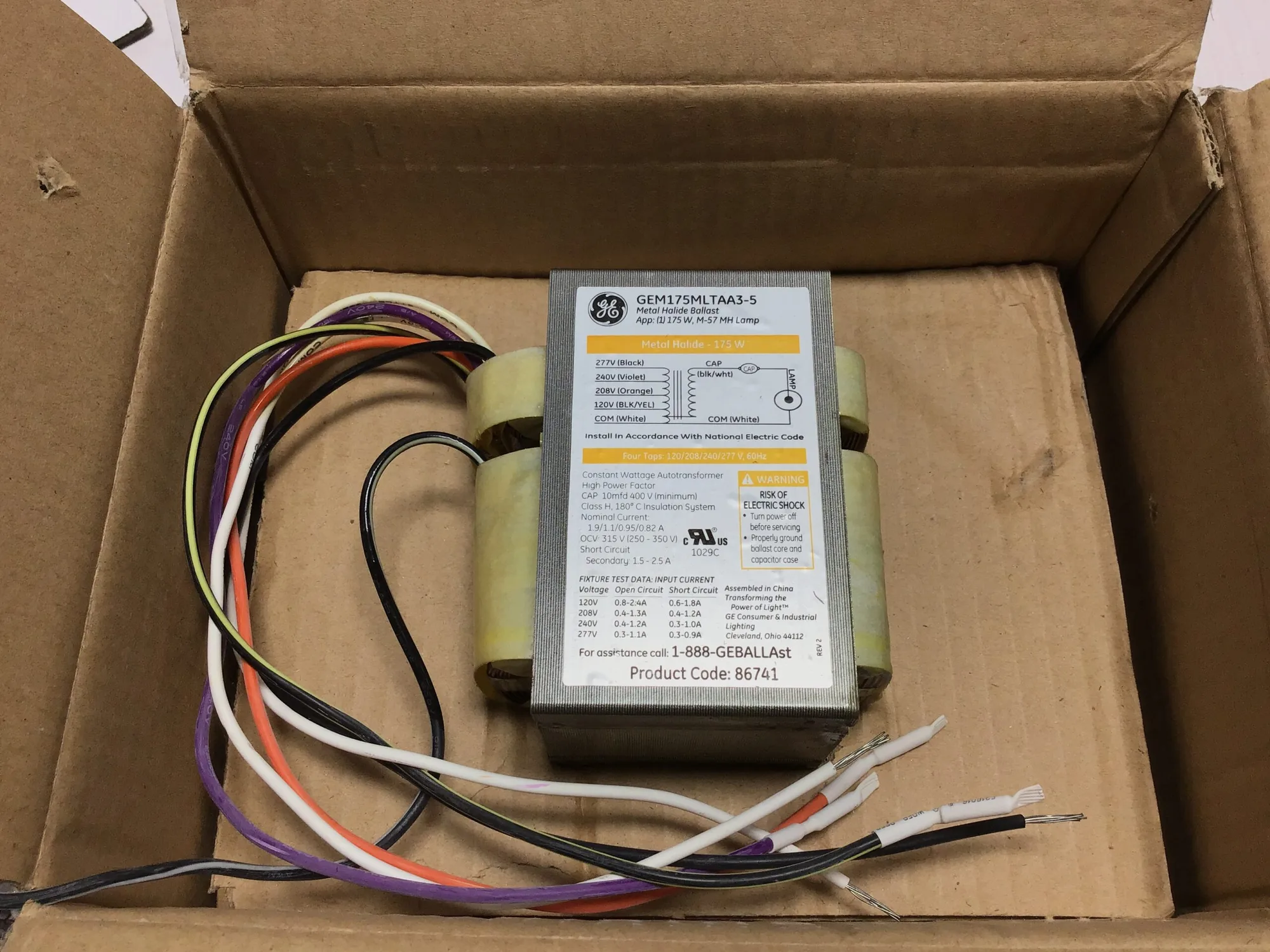 General Electric GEM175MLTAA3-5 Metal Halide Ballast Pre Wired with Capacitor